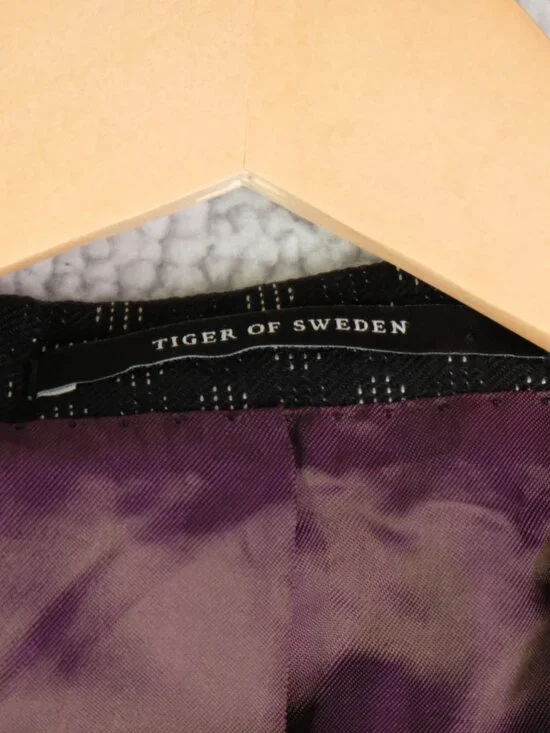 Tiger Of Sweden Blazer Mens 50 40L Black Geometric One Button Vented Peak Lapel - Picture 12 of 16